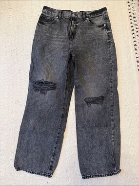 Express Washed Black High-Rise Straight Jeans